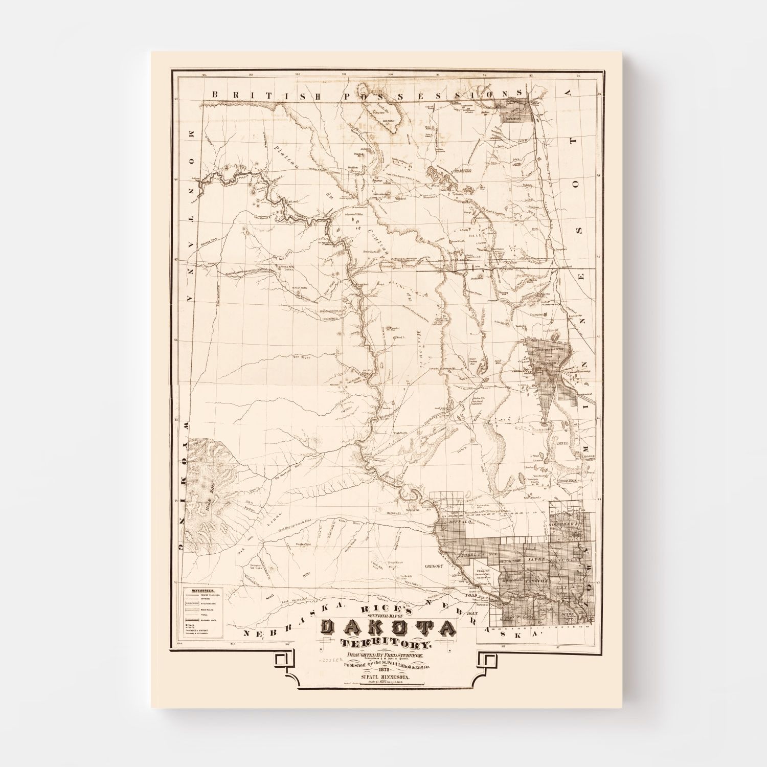 Vintage Map of South Dakota 1872