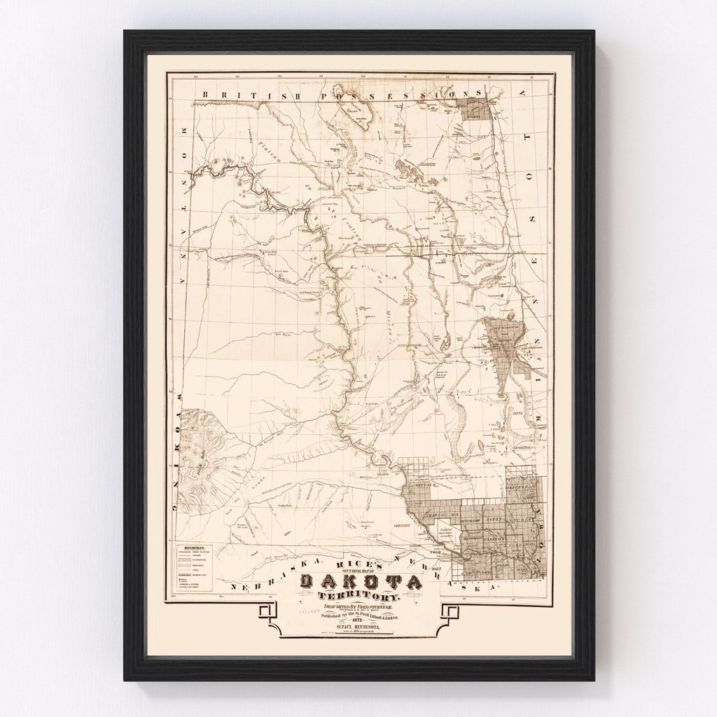 Vintage Map of South Dakota 1872