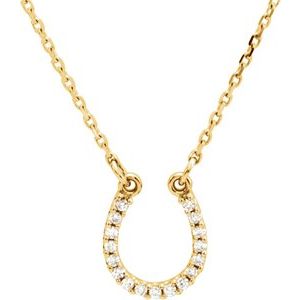 14K Yellow Gold .07 CTW Natural Diamond Horseshoe 16" Necklace