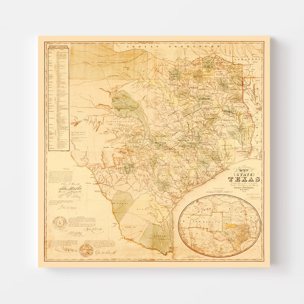 Vintage Map of Texas 1853