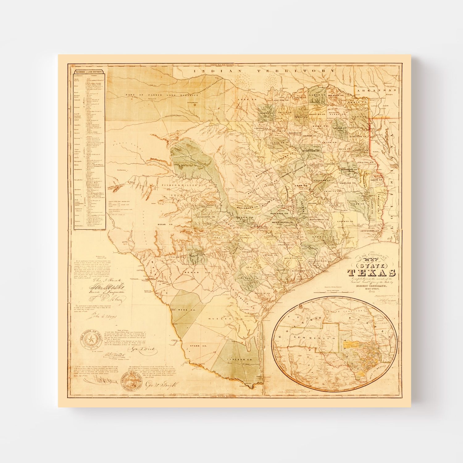 Vintage Map of Texas 1853