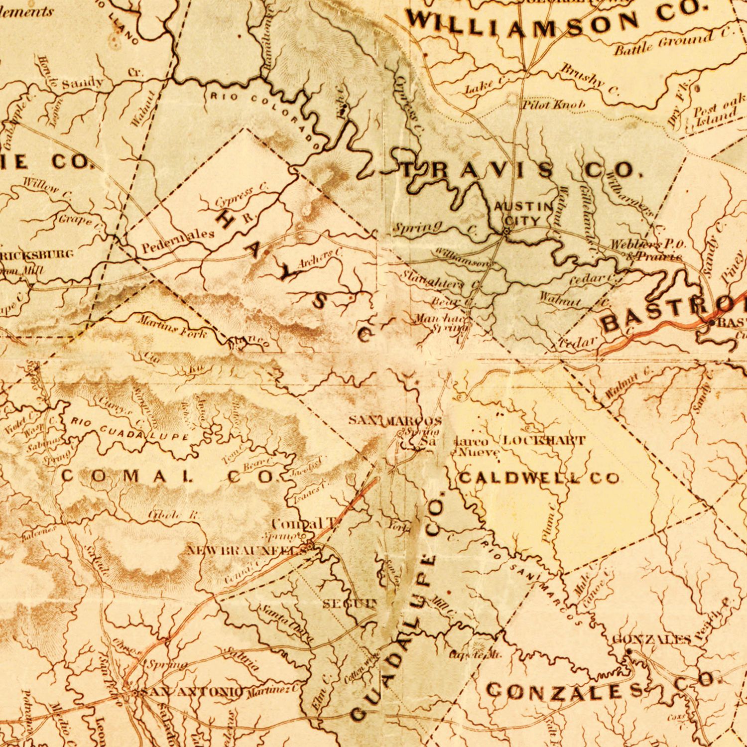 Vintage Map of Texas 1853