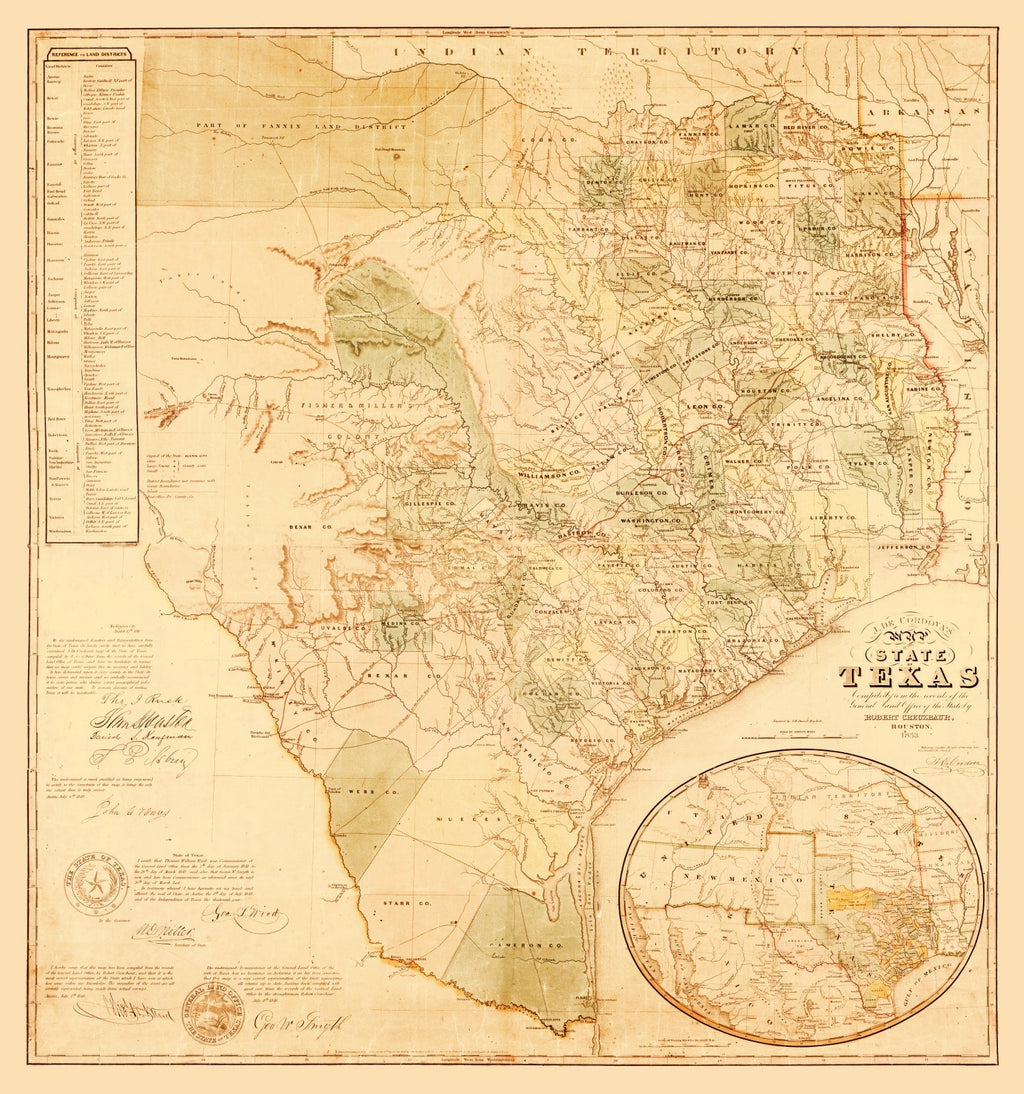 Vintage Map of Texas 1853