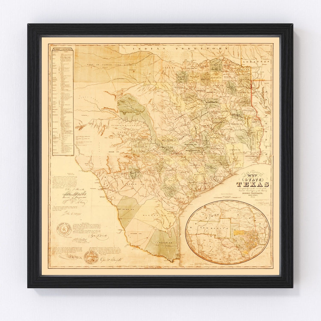Vintage Map of Texas 1853