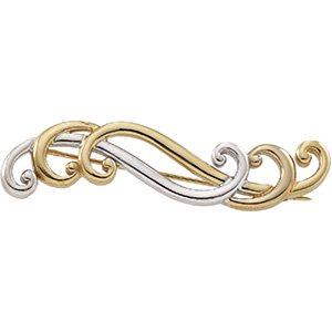 14K White/Yellow Gold Freeform Brooch