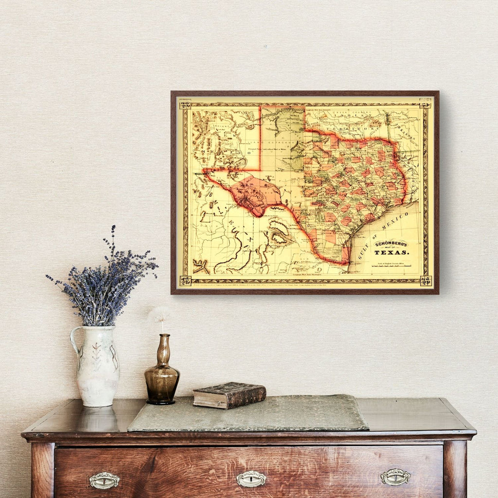 Vintage Map of Texas 1866