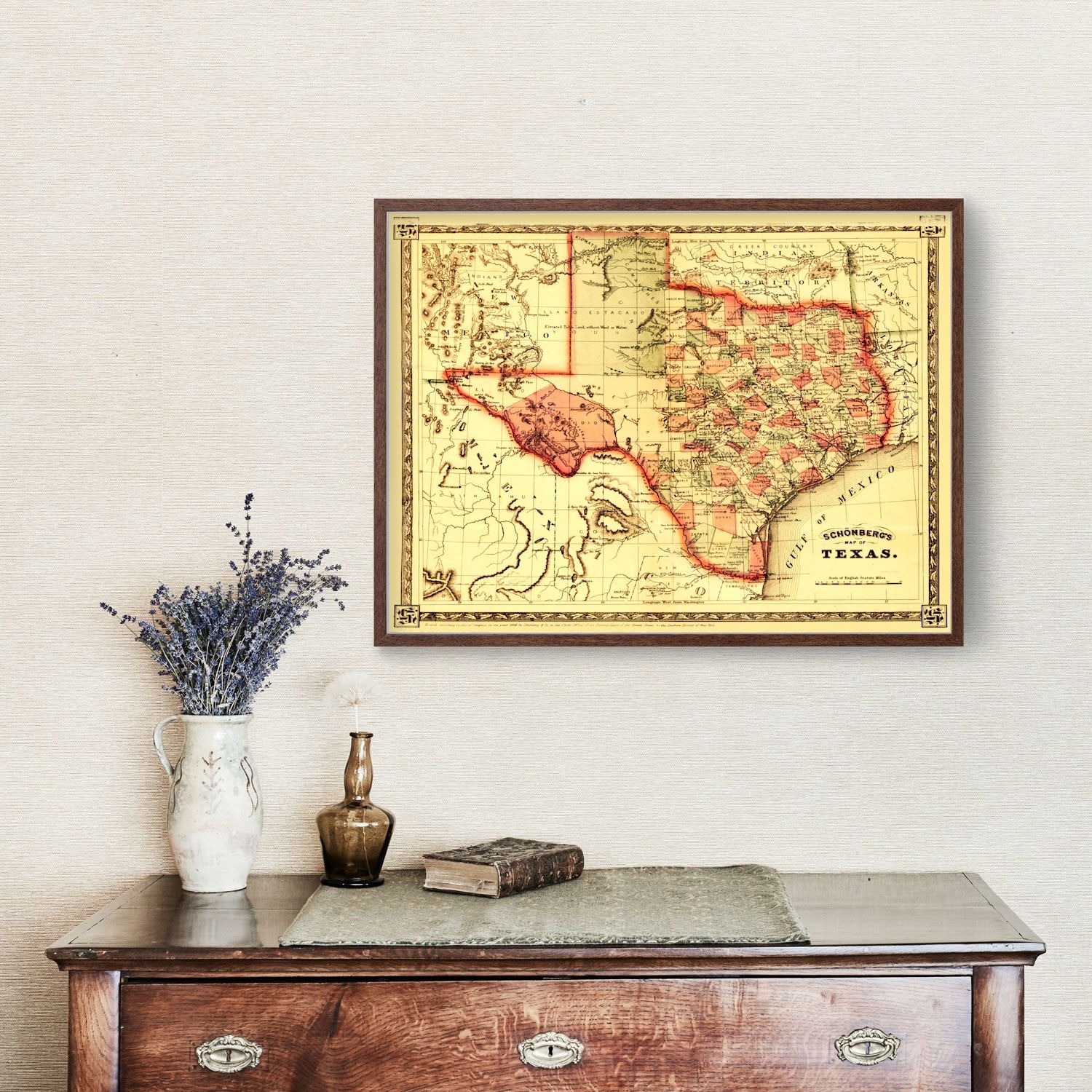 Vintage Map of Texas 1866