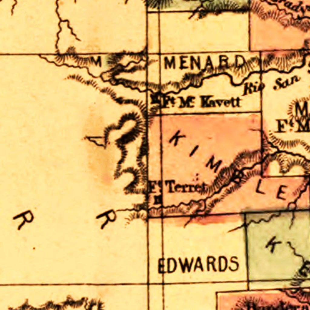 Vintage Map of Texas 1866