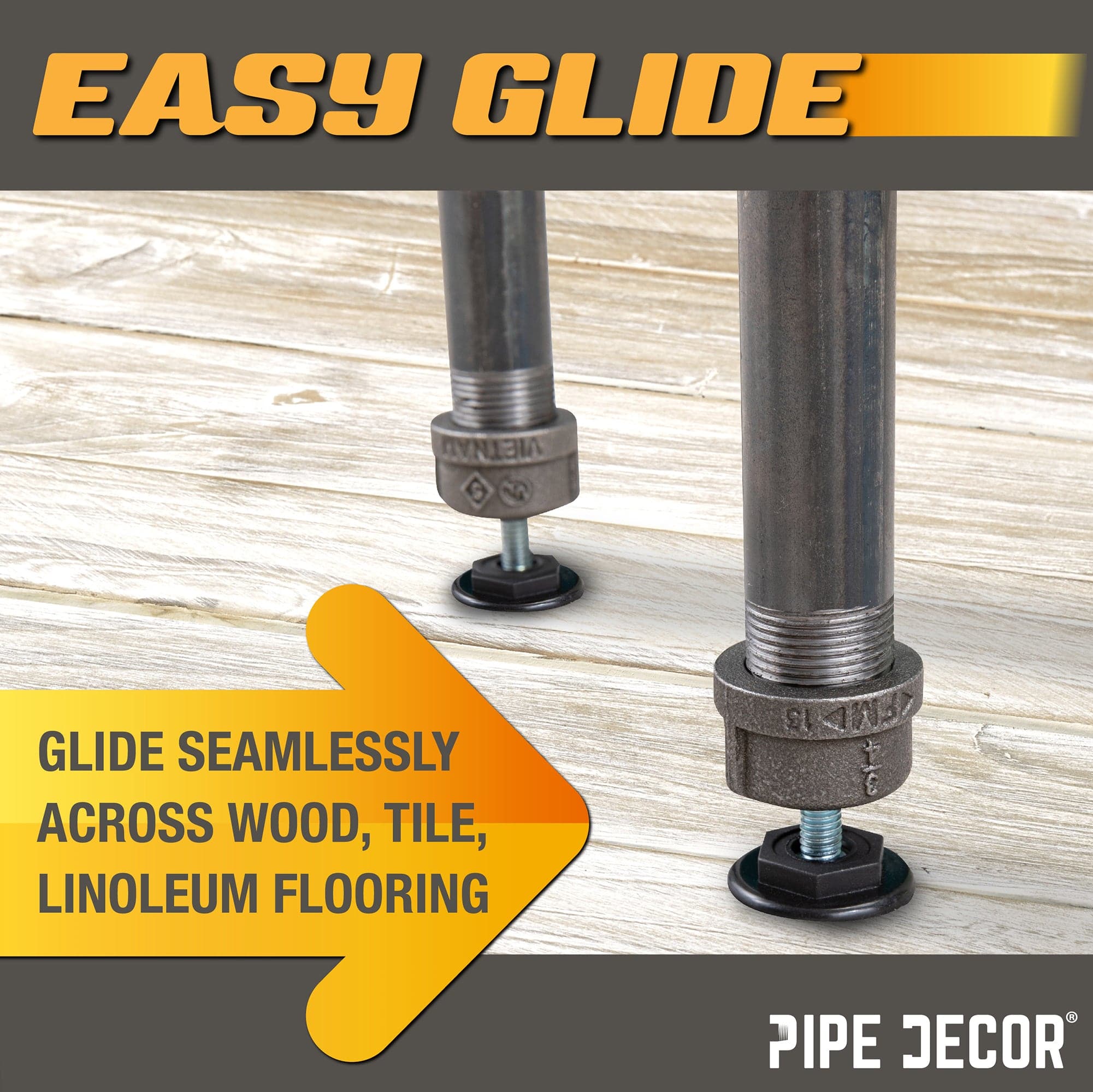 Furniture Leg Levelers for ¾” Pipe Legs (4 Pack)