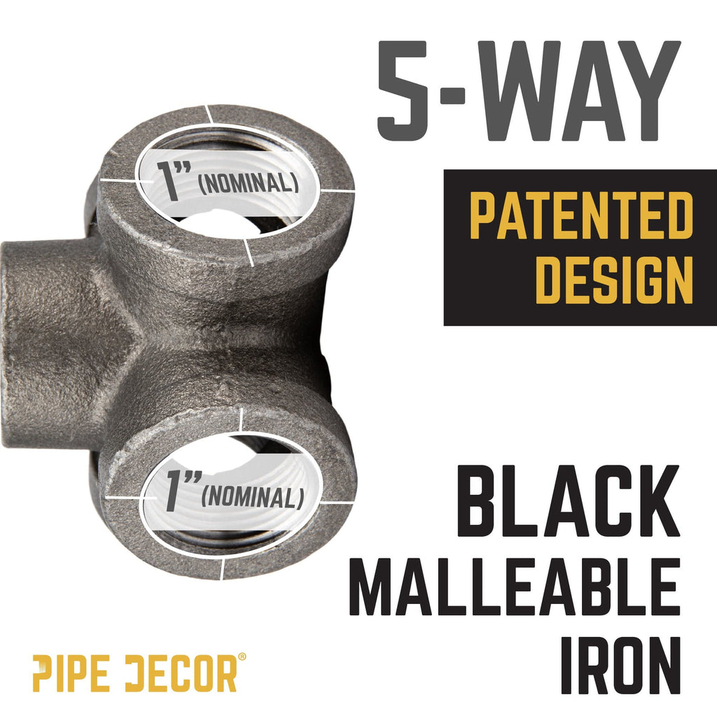 1 in. Black 5-Way Fitting