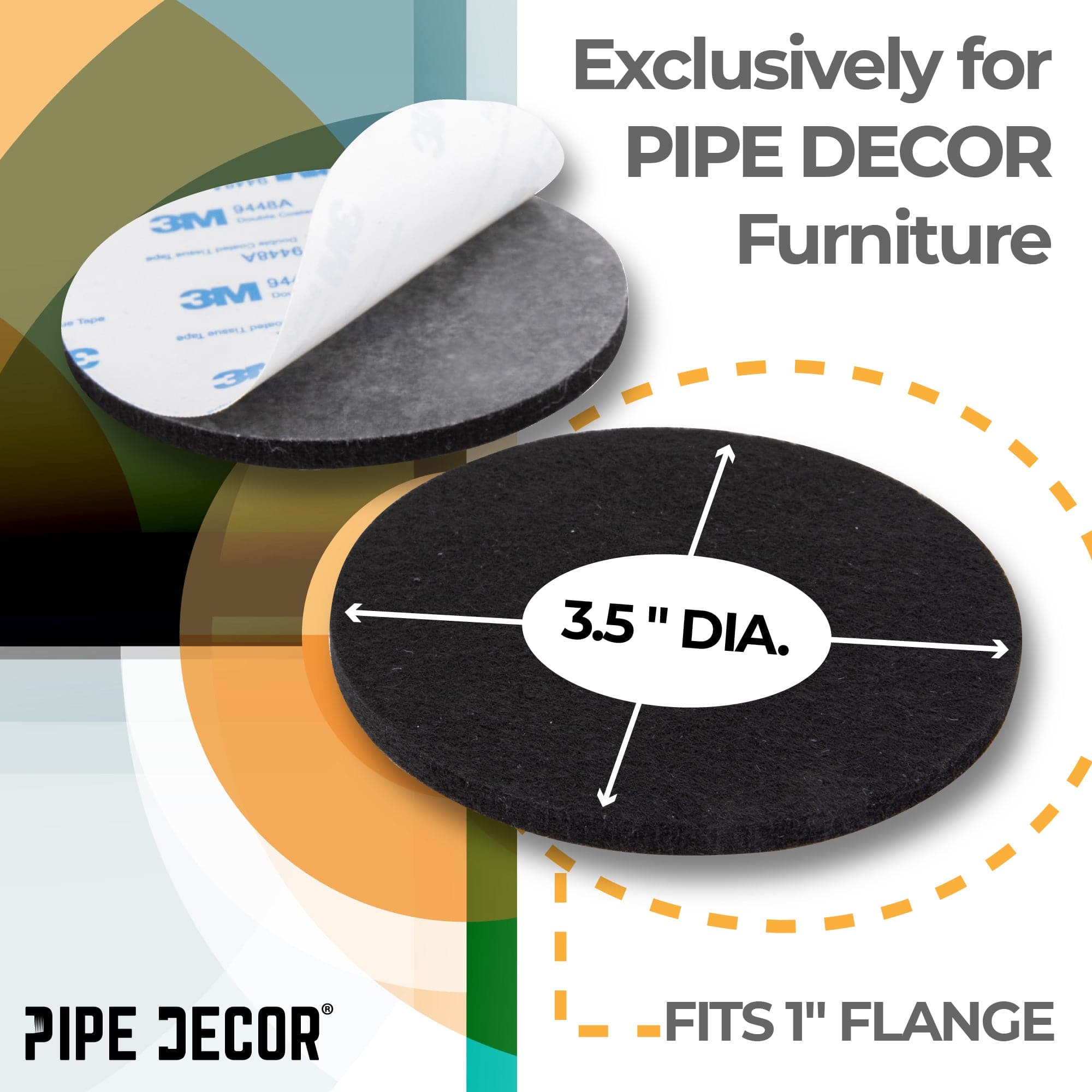 Heavy Duty Round Felt Pad for 1 in. Pipe Floor Flange, 3.5 in. Diameter (4-Pack)