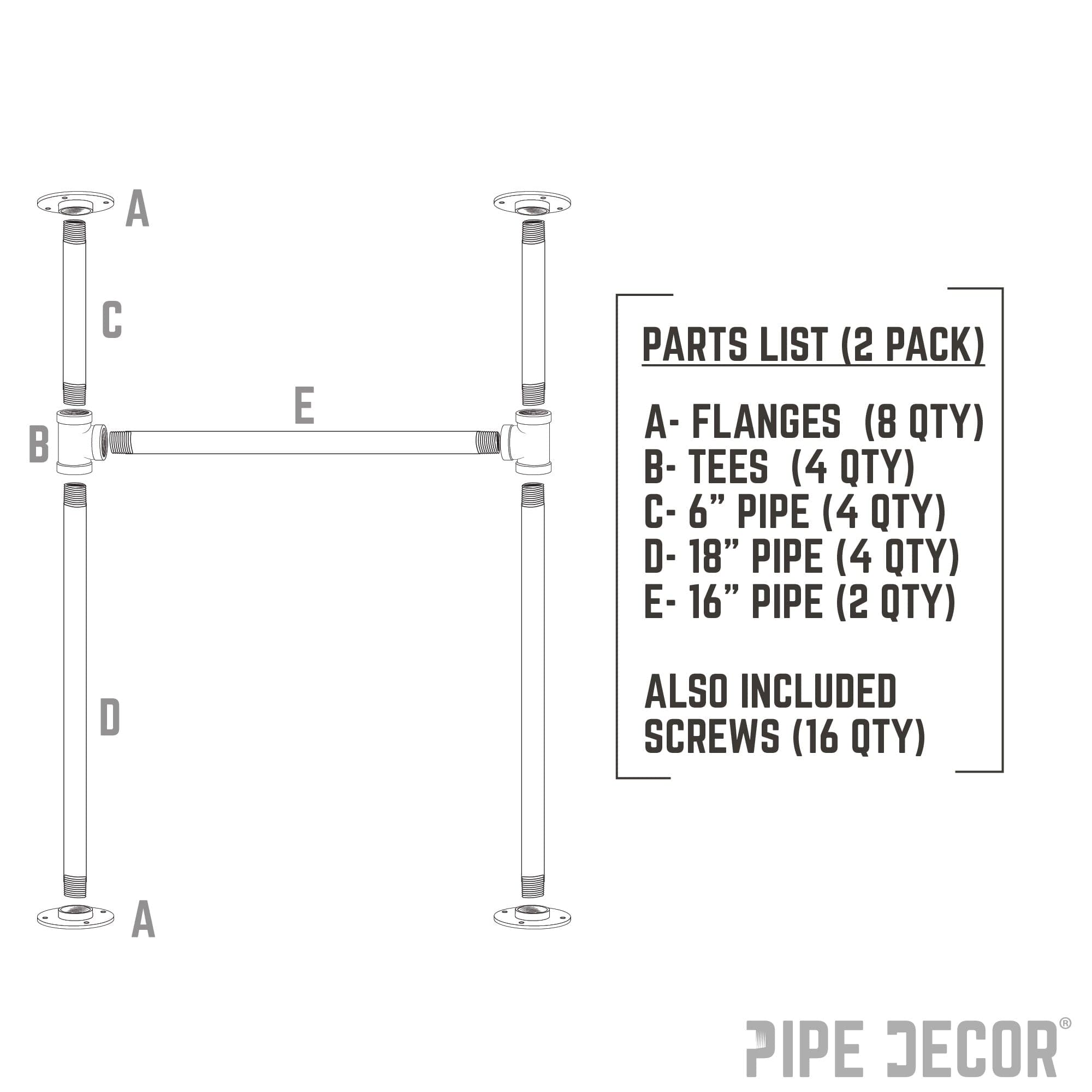 1 in. Heavy Duty H Round Flange Pipe Legs, for Restore Wood Dining Tabletops