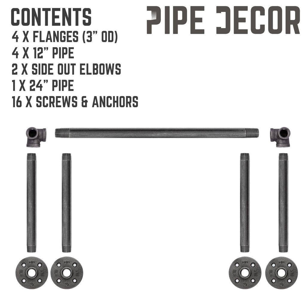 24 in. Quad-Flange Wall Mounted Clothing Rack By PIPE DECOR