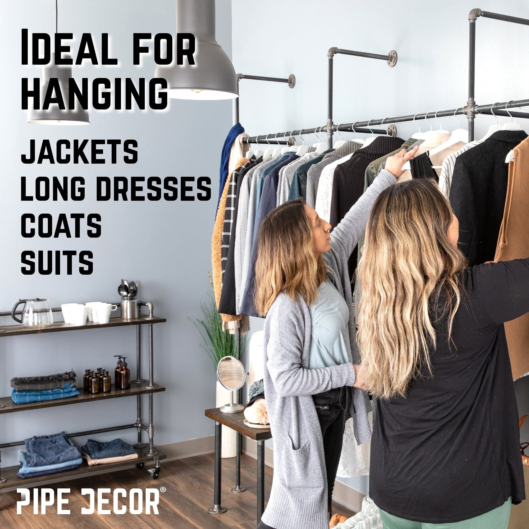 76.375 in. Wall Mounted Clothing Rack, Double