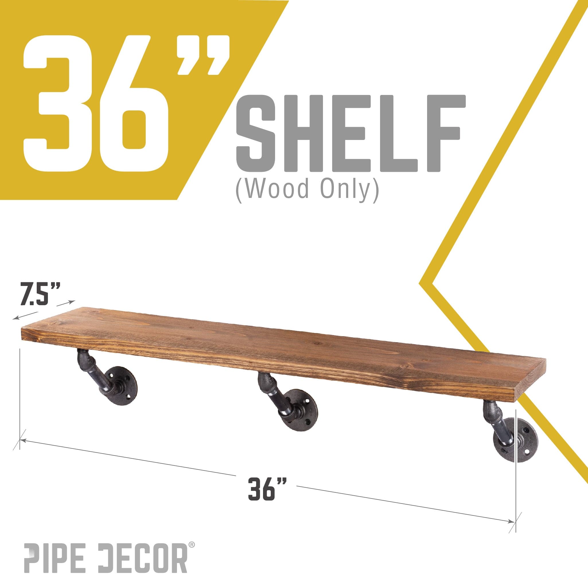 RESTORE Autumn Brown 36 in. Wood Shelf (Wood Only)