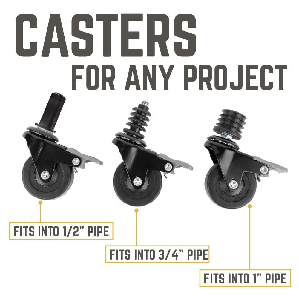 Swivel Caster Wheels for 1" Pipe (4-Pack)