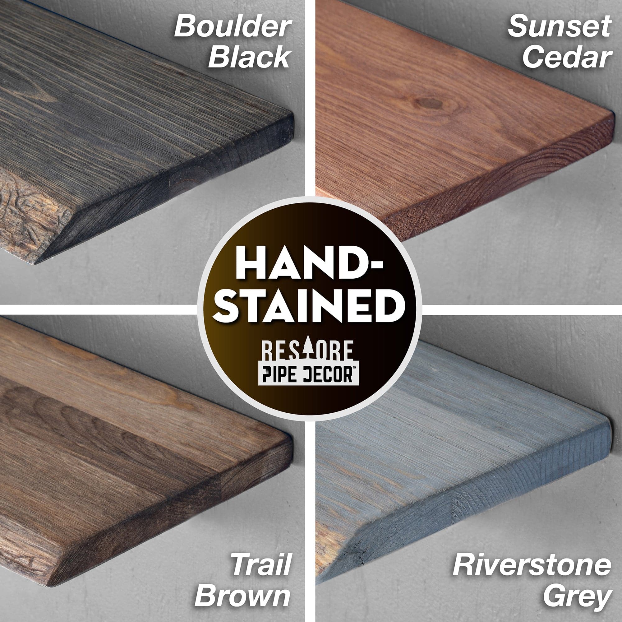 RESTORE Boulder Black 24 in. Live Edge Wood Shelf (Wood Only)