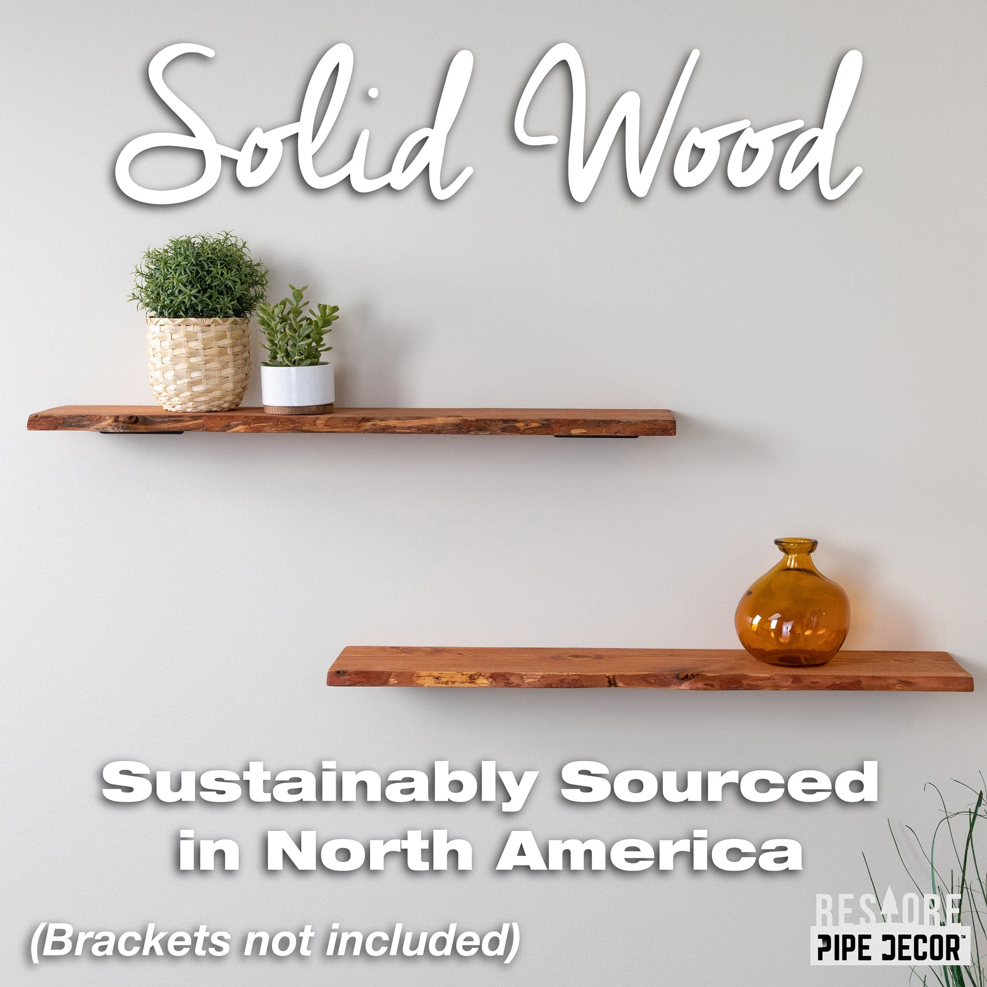 RESTORE Sunset Cedar 36 in. Live Edge Wood Shelf (Wood Only)