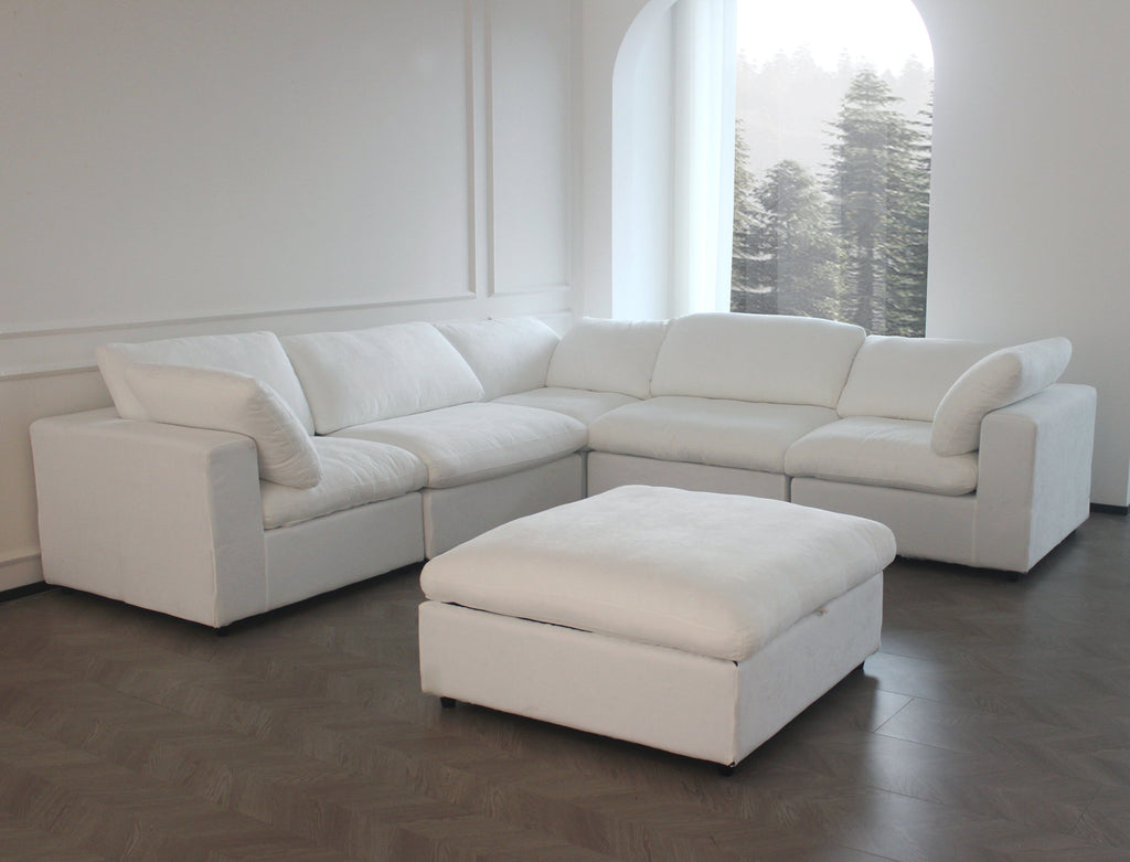 Large size modular cloud sofa 8 seater down sofa bed apartment living room sofa 8seater Assmble Need