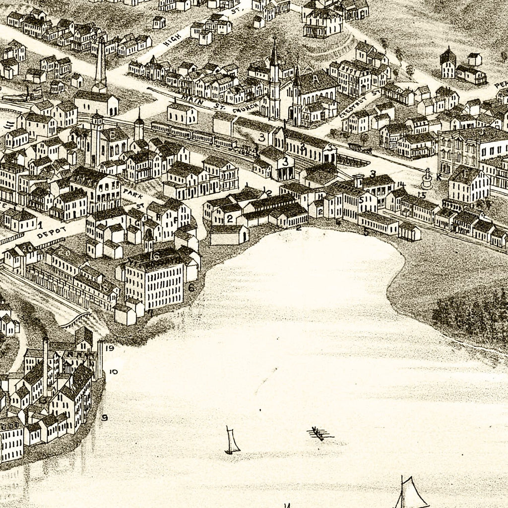 Vintage Map of Lake Village, New Hampshire 1883