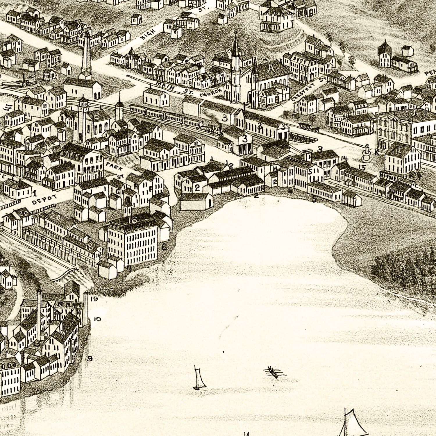 Vintage Map of Lake Village, New Hampshire 1883