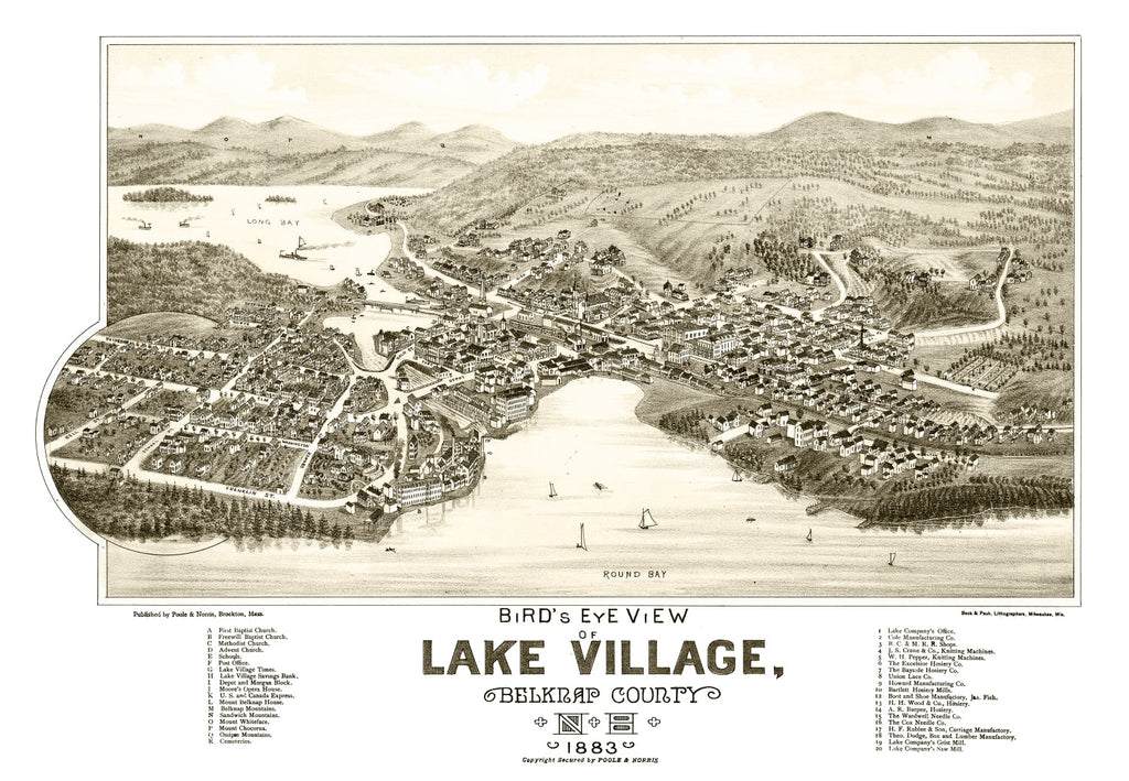 Vintage Map of Lake Village, New Hampshire 1883