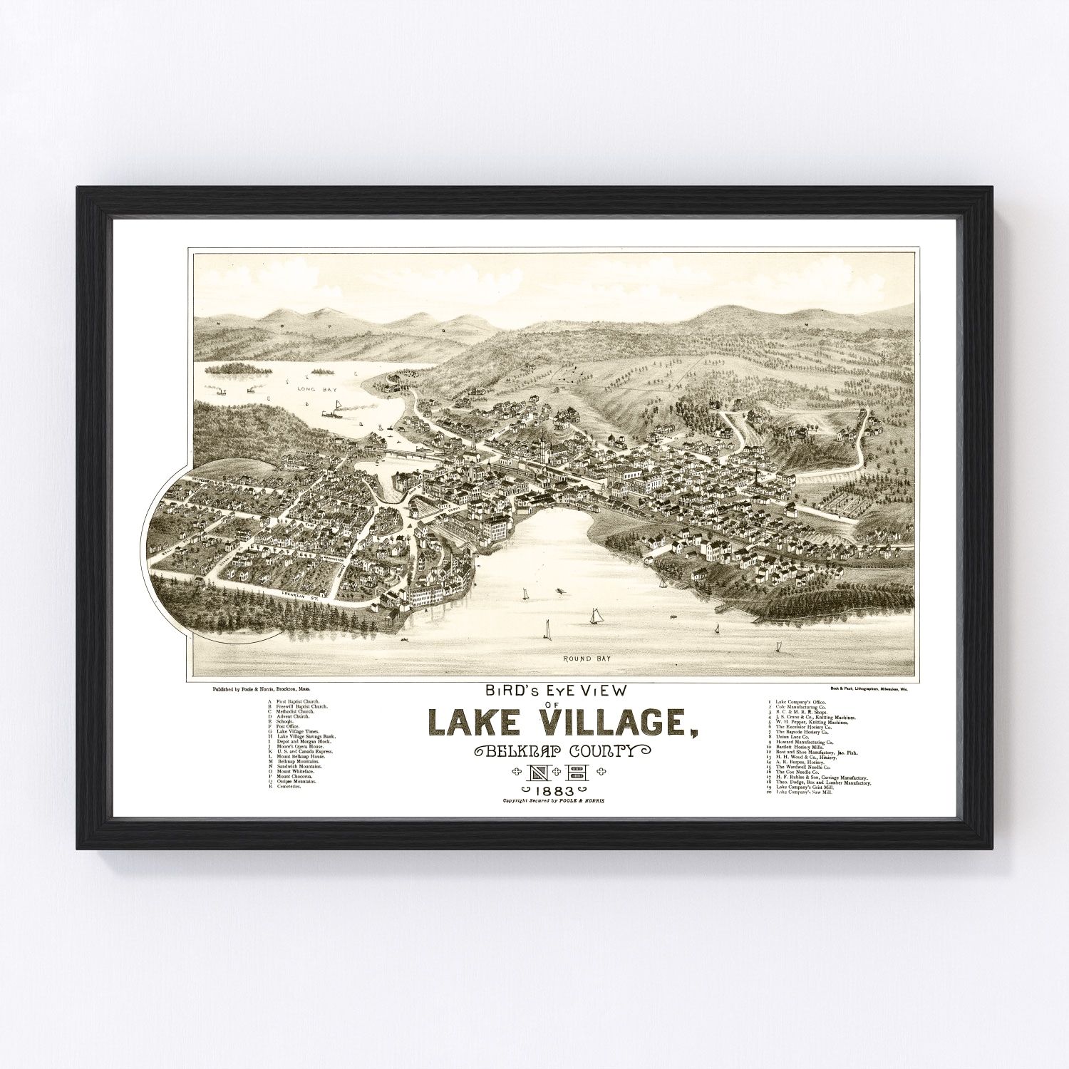Vintage Map of Lake Village, New Hampshire 1883