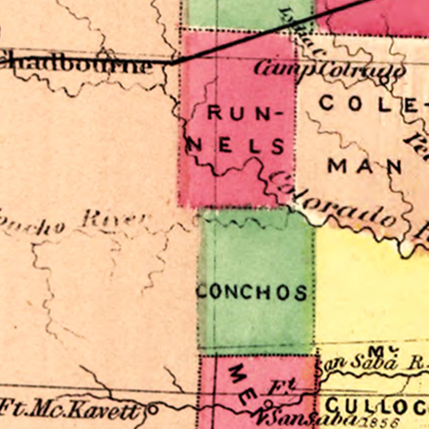 Vintage Map of Texas 1874