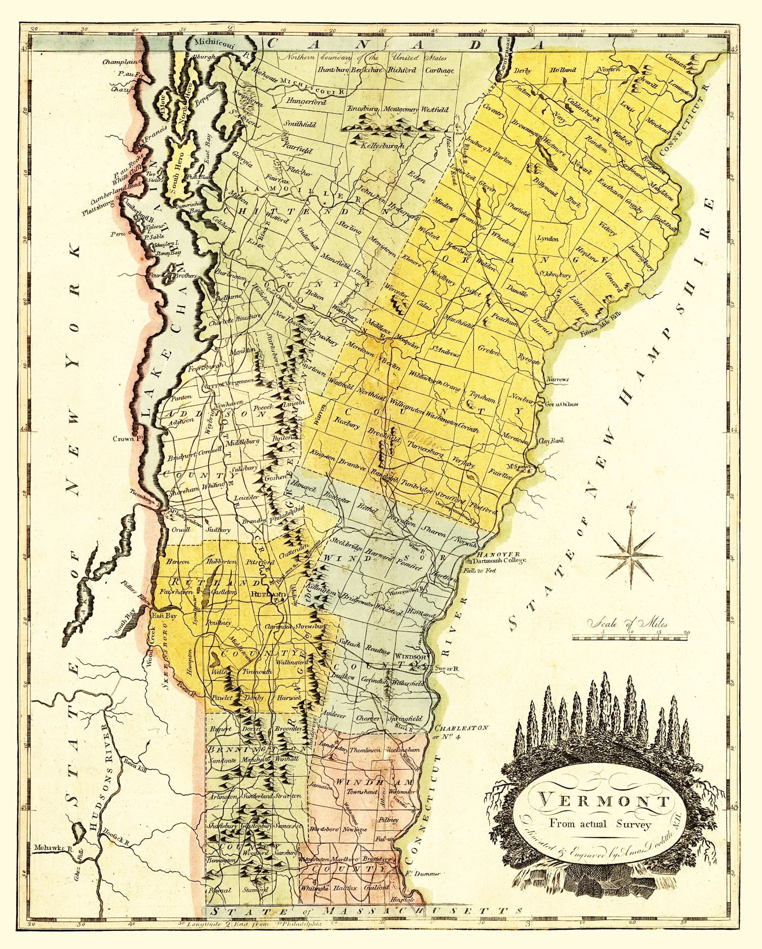 Vintage Map of Vermont 1814