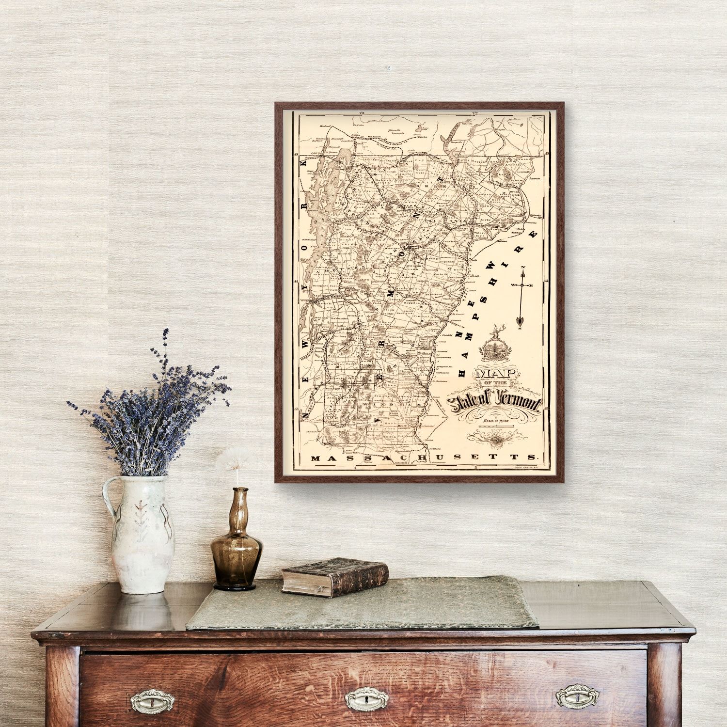 Vintage Map of Vermont 1890