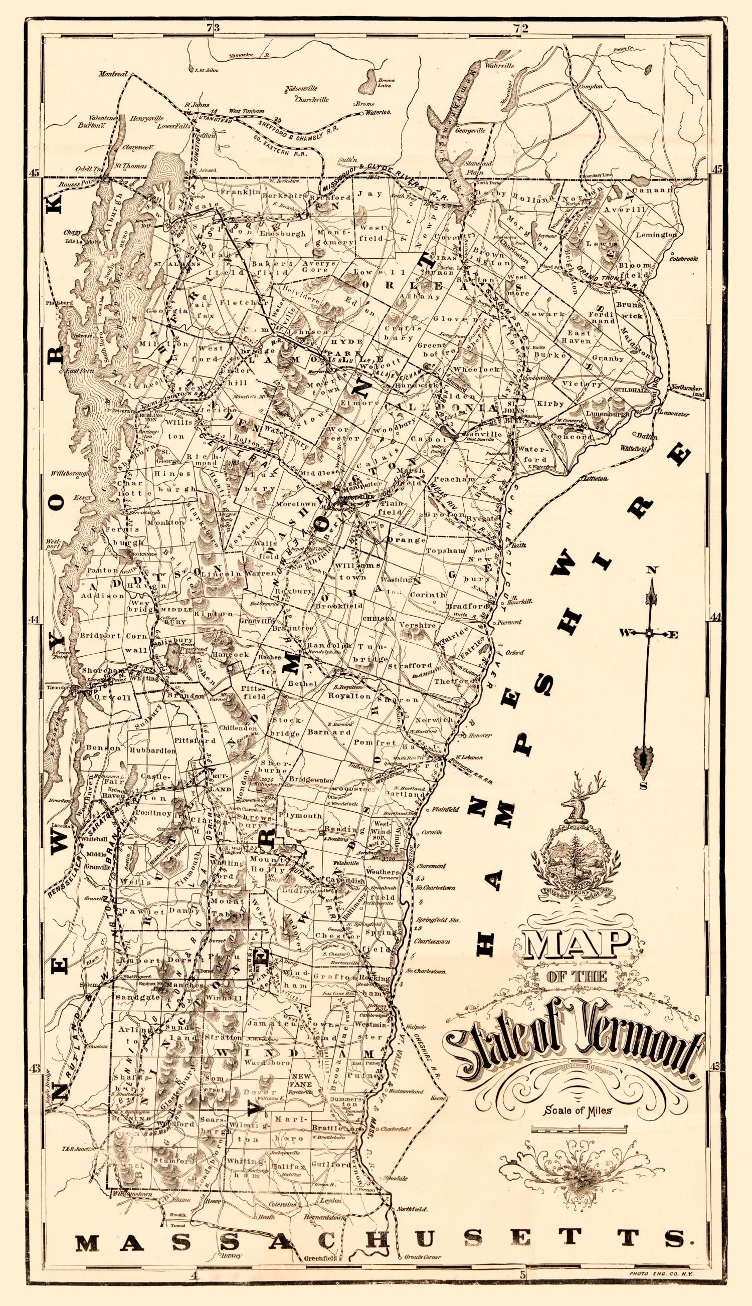 Vintage Map of Vermont 1890
