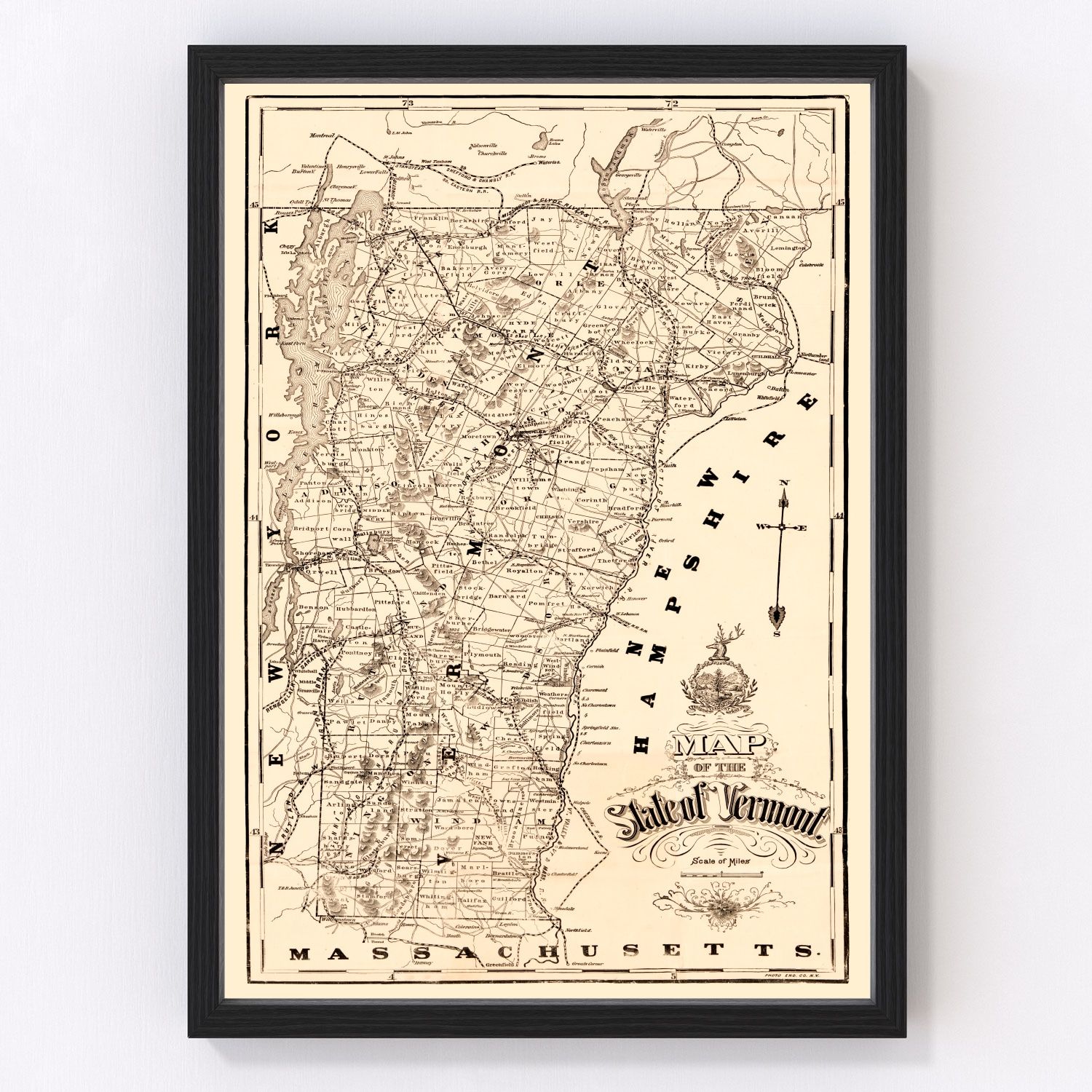 Vintage Map of Vermont 1890