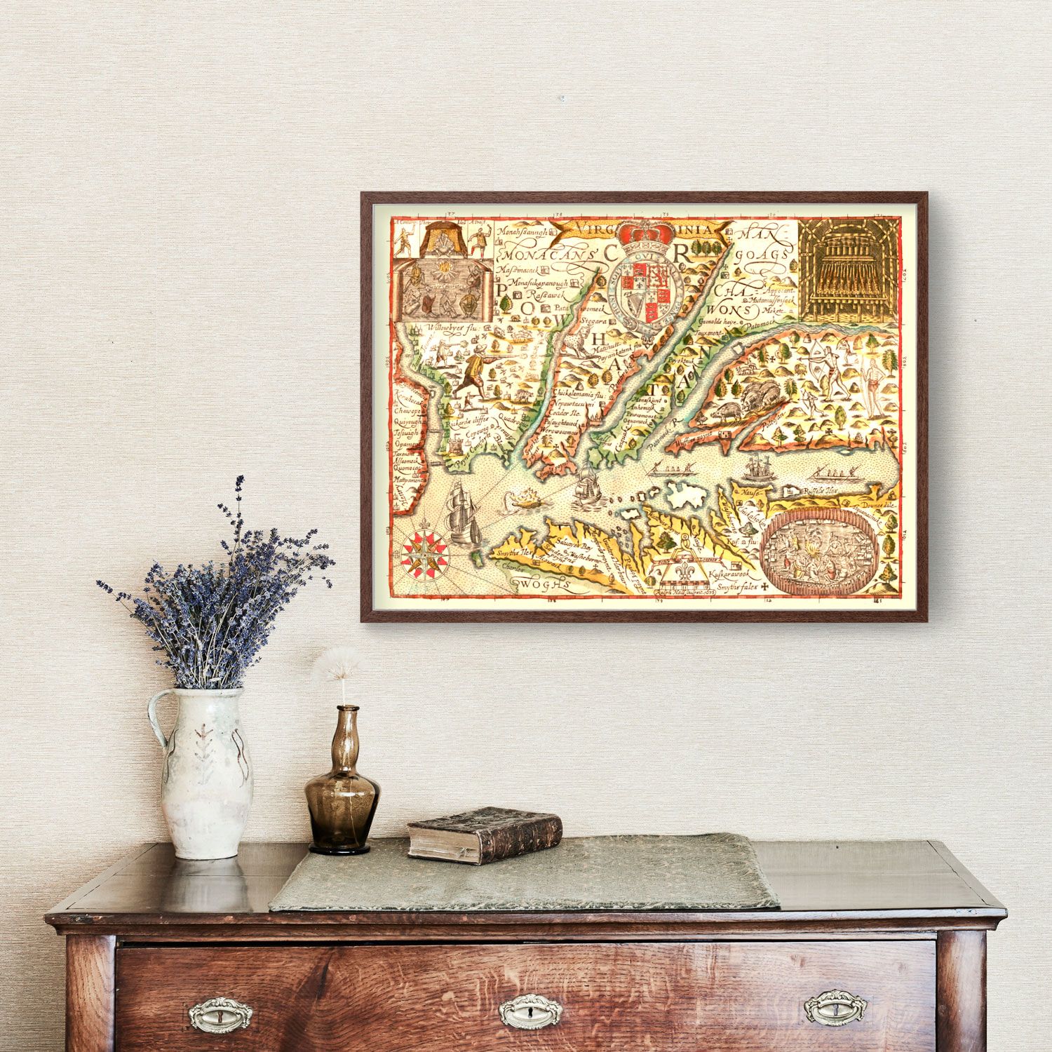 Vintage Map of Virginia 1637