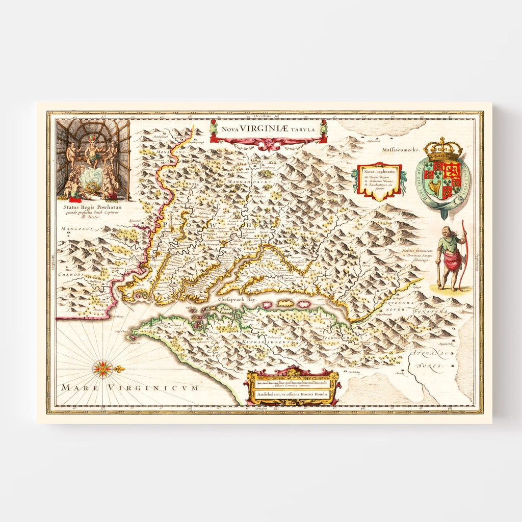 Vintage Map of Virginia 1644