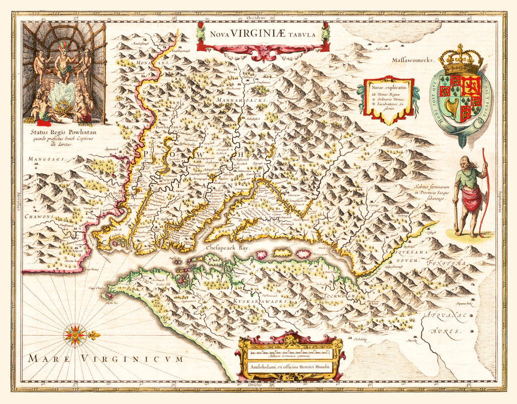 Vintage Map of Virginia 1644