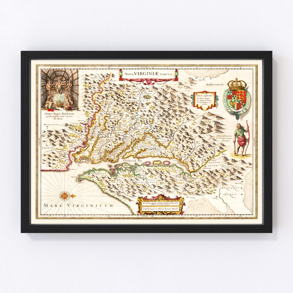 Vintage Map of Virginia 1644
