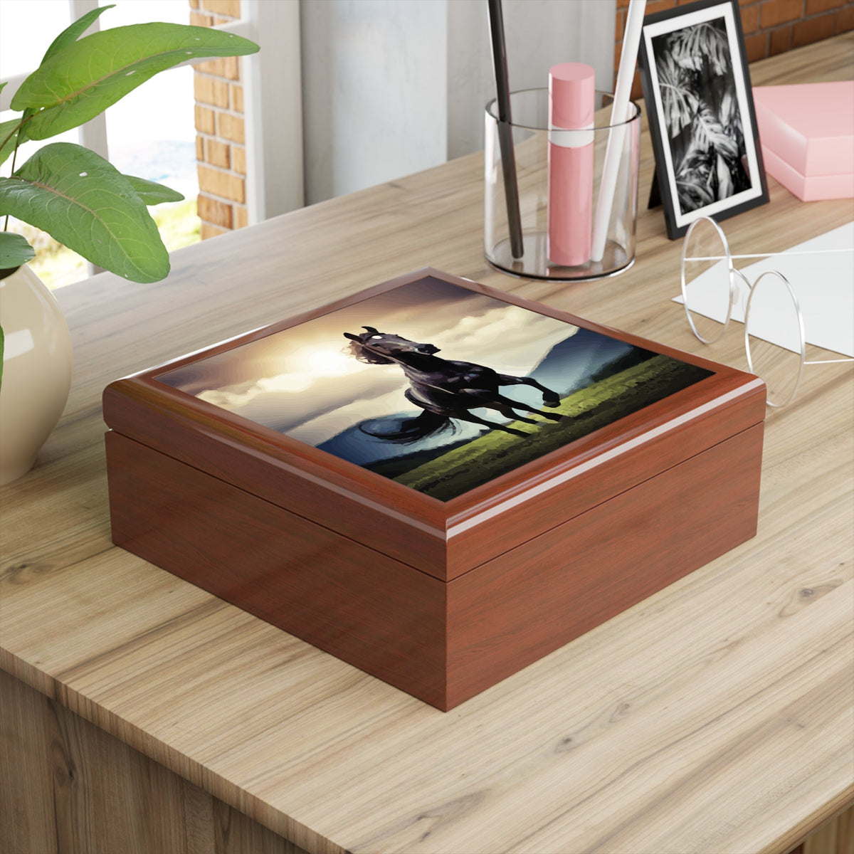 Wild Black Horse Jewelry Box
