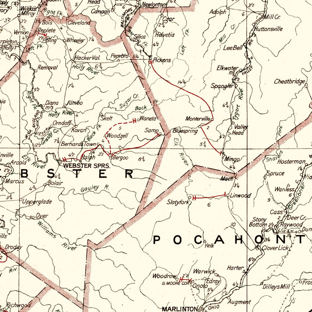 Vintage Map of West Virginia 1918