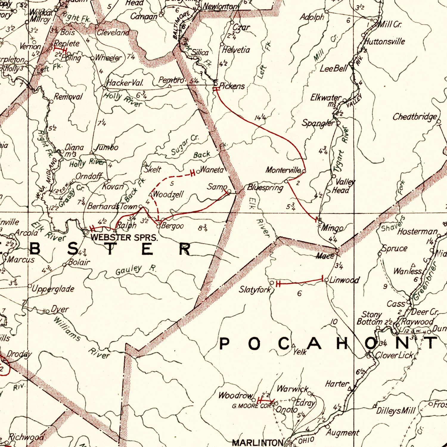 Vintage Map of West Virginia 1918