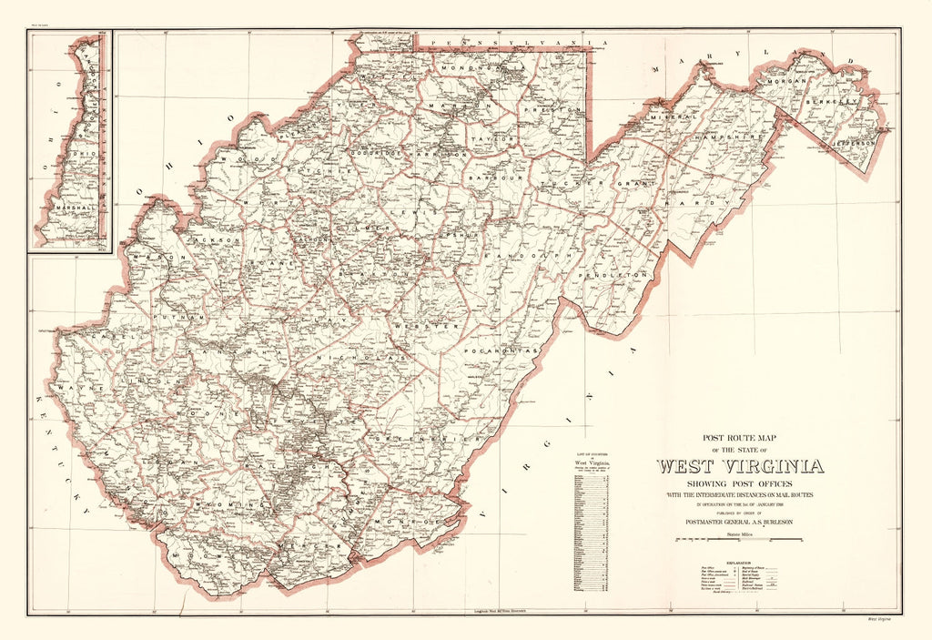 Vintage Map of West Virginia 1918