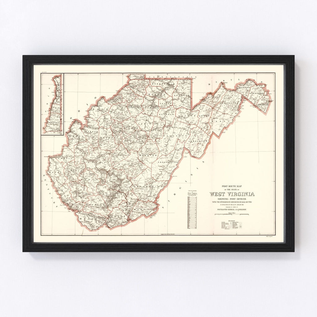 Vintage Map of West Virginia 1918