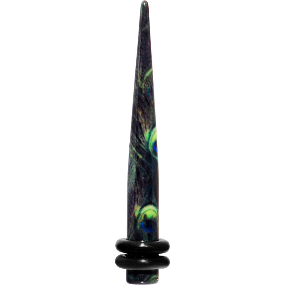 6G Peacock Feathers Acrylic Taper