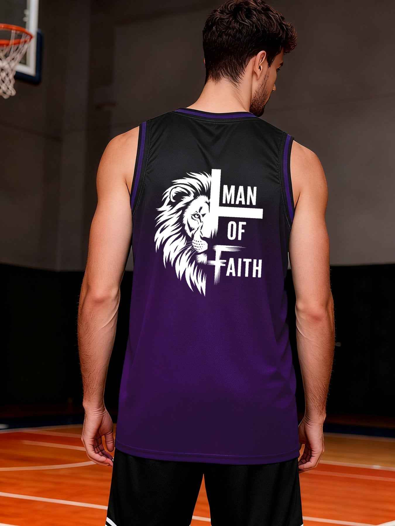 Man of Faith Adult Purple Basketball Jersey | Ships From USA