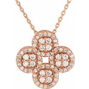 14K Rose Gold 1/2 CTW Natural Diamond Clover 18" Necklace