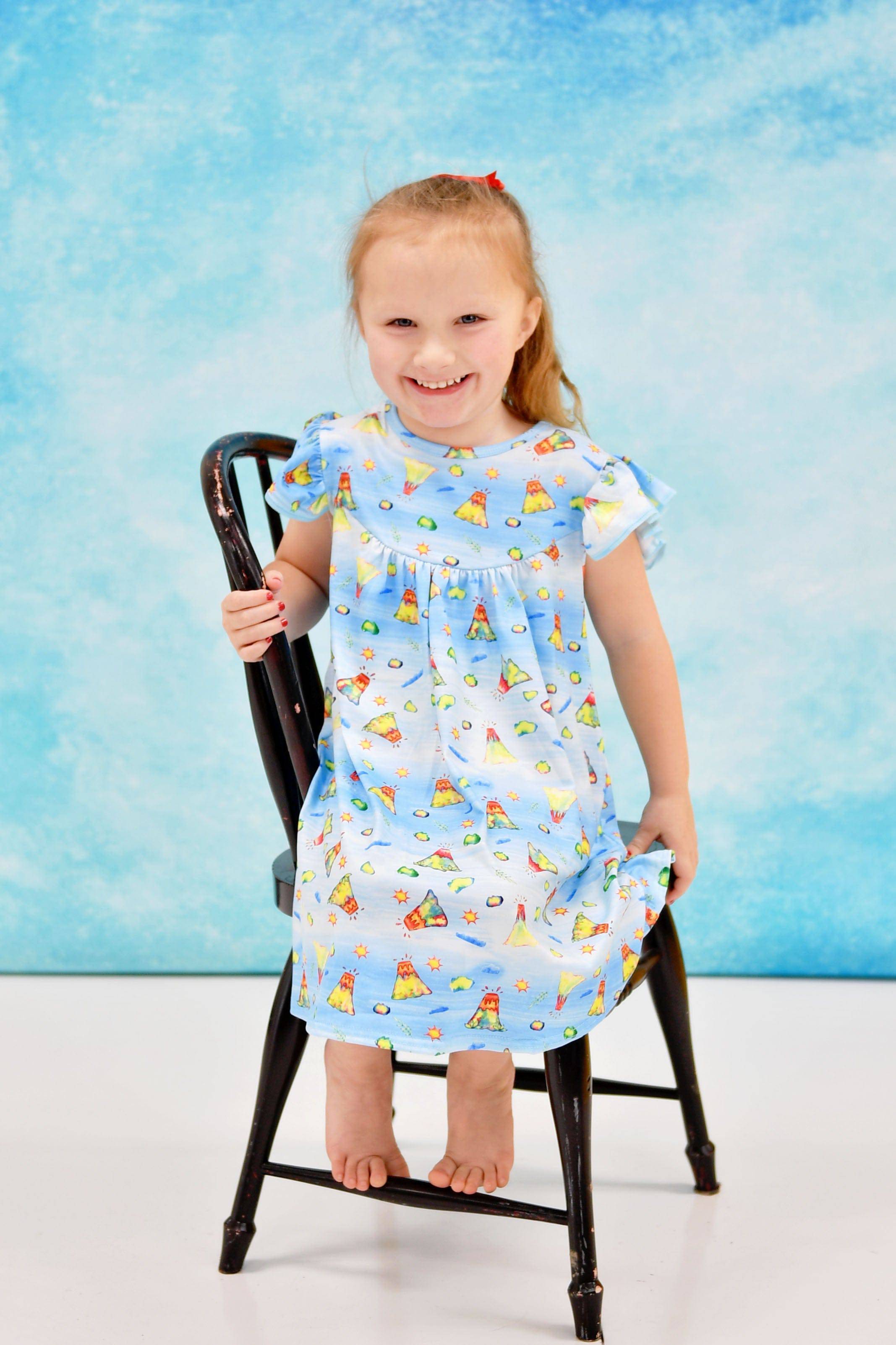 Volcano Milk Silk Flutter Dress