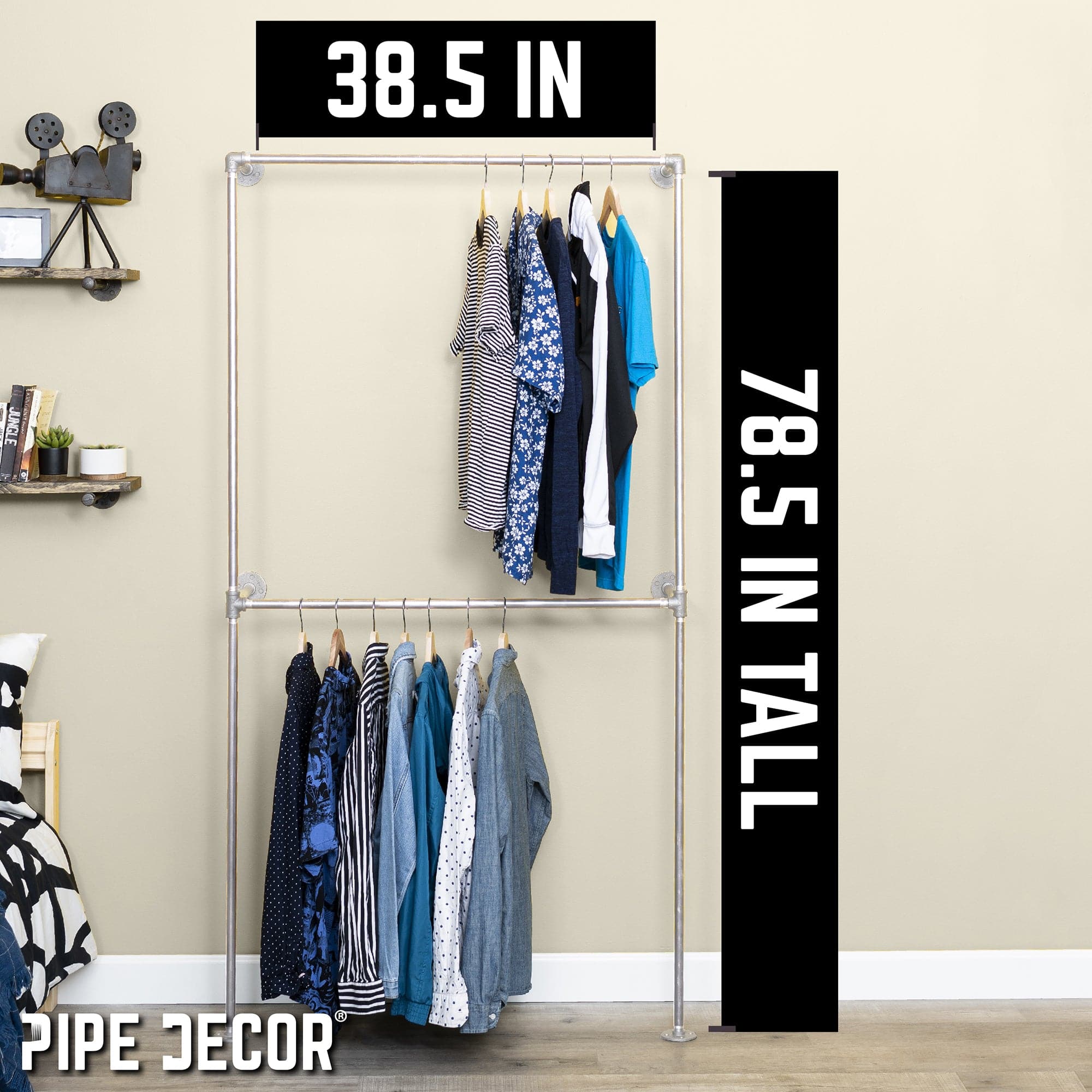 Galvanized Wall Mounted Double Hung Clothing Rack