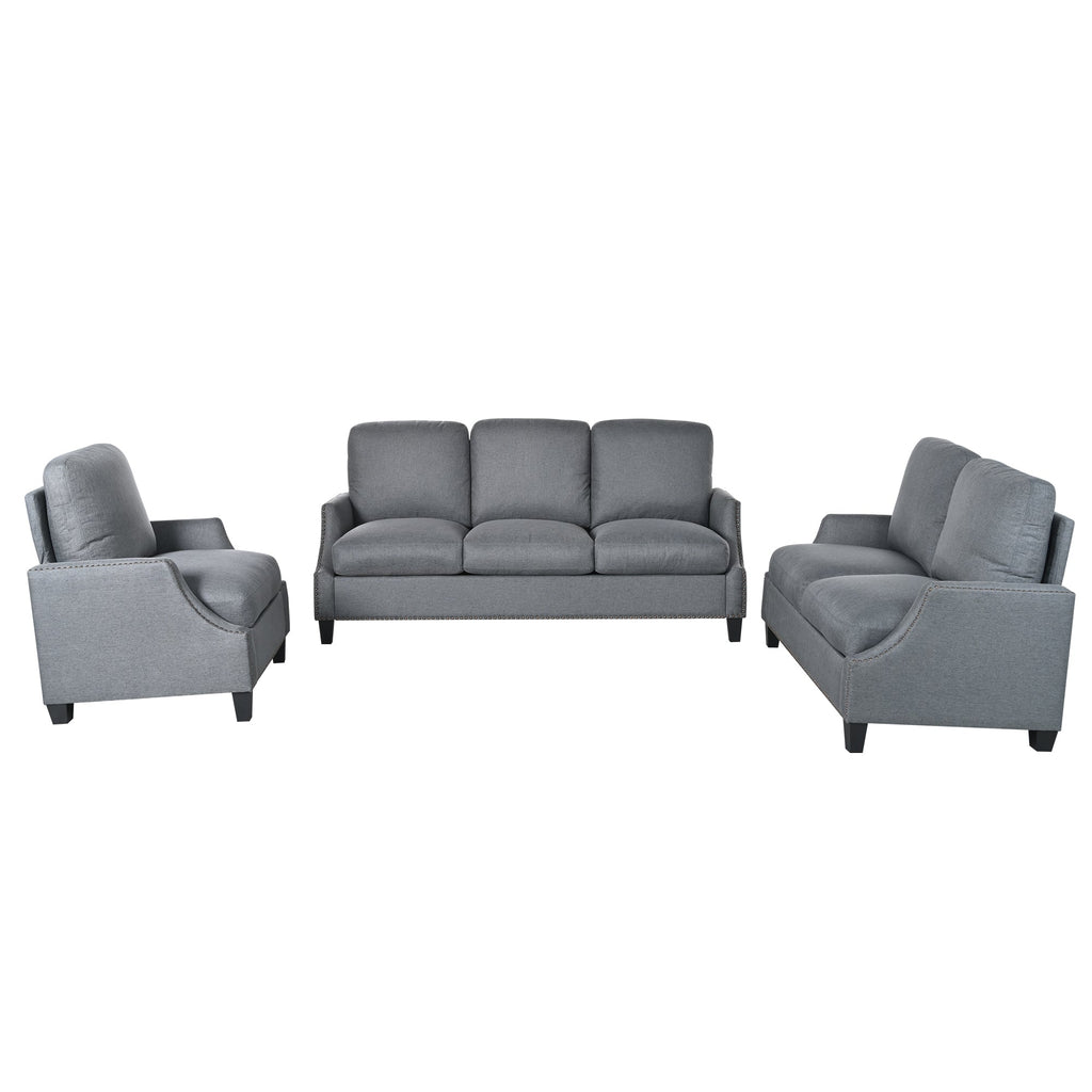 3 Piece Living Room Sofa Sets, Sectional Couch and Loveseat and Armchair Set, Modern 3 Seater Sofa + 2 Seater Couch+ Accent Chair Furniture Set for Apartment