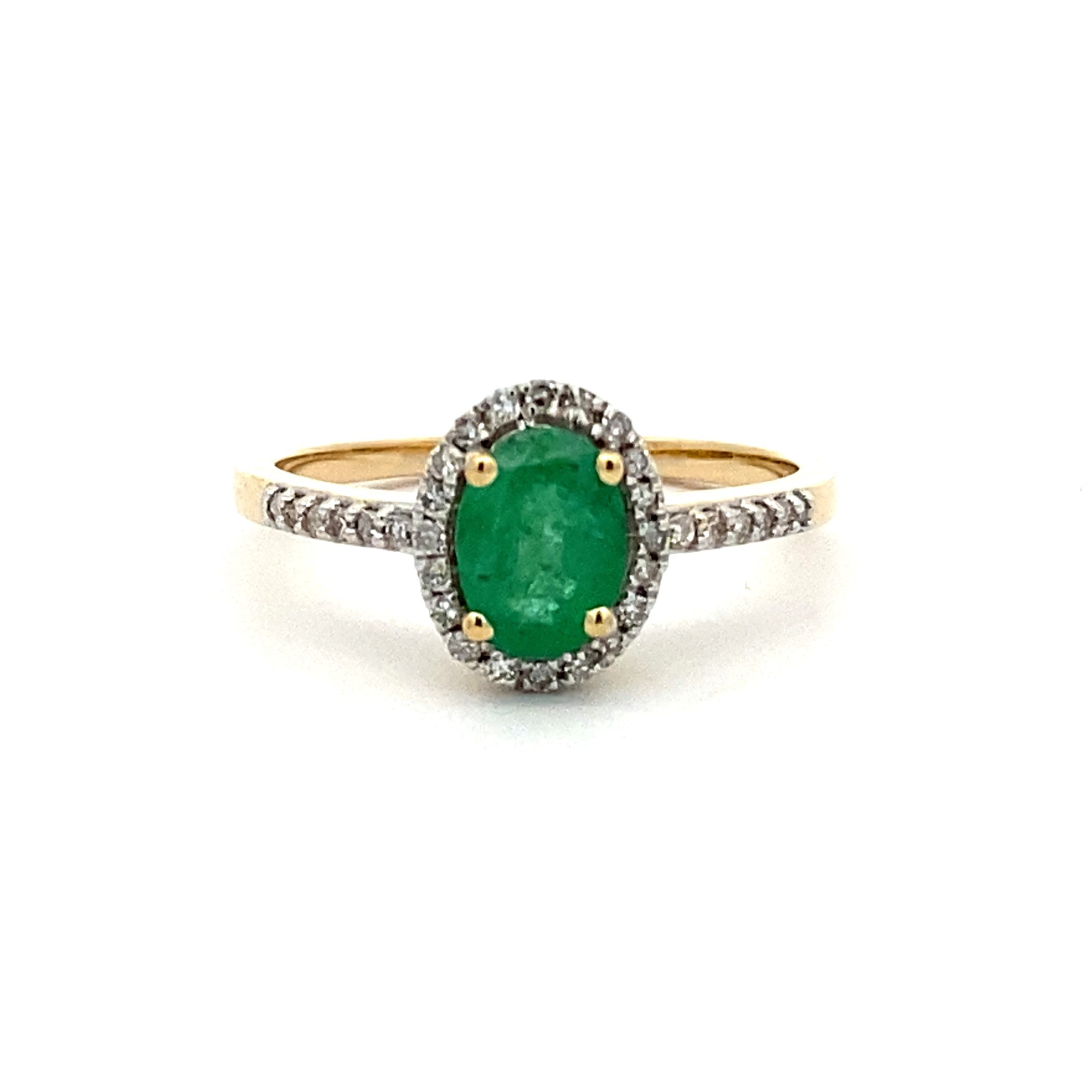 Genuine .74ct Emerald Diamond Ring 14KT Yellow Gold