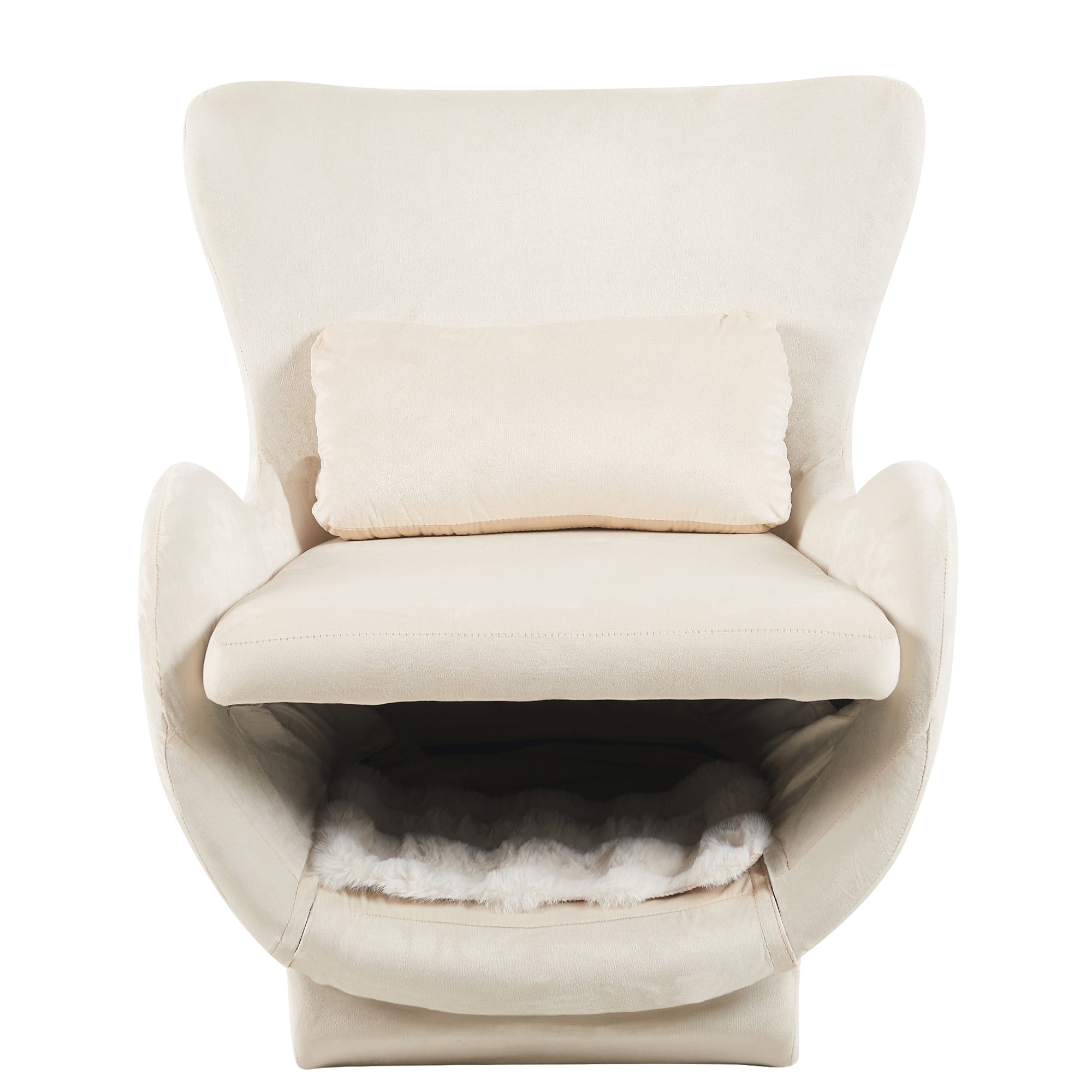 Furniture Style 2 in 1 Pet Friendly  Modern Velvet Lounge Chair, Upholstered  Back Accent Chair Leisure Single Sofa Chair for Living Room Office, White