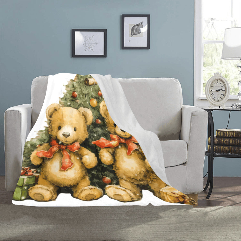 Christmas Teddy Bears Ultra-Soft Micro Fleece Blanket (Made in USA )